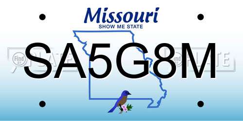 SA5G8M Missouri License Plate
