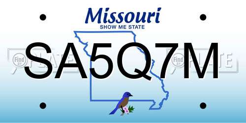 SA5Q7M Missouri License Plate