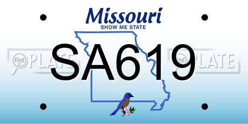 SA619 Missouri License Plate