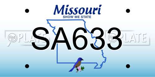 SA633 Missouri License Plate