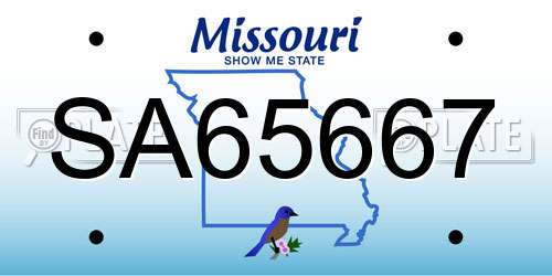 SA65667 Missouri License Plate