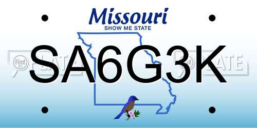 SA6G3K Missouri License Plate