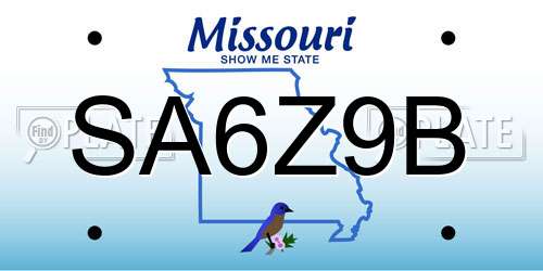 SA6Z9B Missouri License Plate