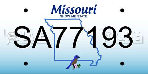 SA77193 Missouri License Plate