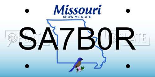 SA7B0R Missouri License Plate