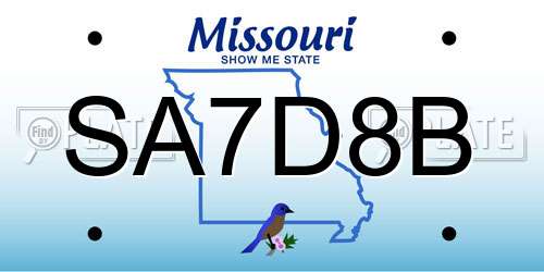 SA7D8B Missouri License Plate
