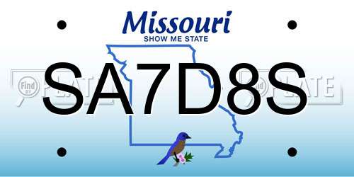 SA7D8S Missouri License Plate