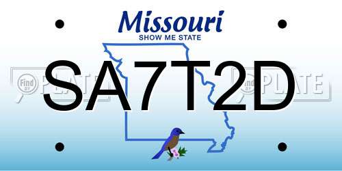 SA7T2D Missouri License Plate