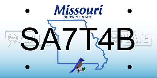 SA7T4B Missouri License Plate