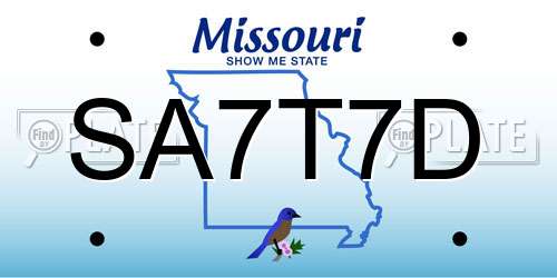 SA7T7D Missouri License Plate