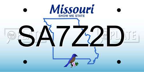 SA7Z2D Missouri License Plate