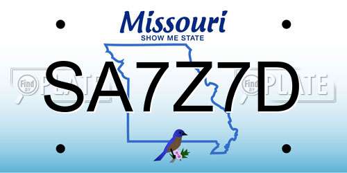 SA7Z7D Missouri License Plate