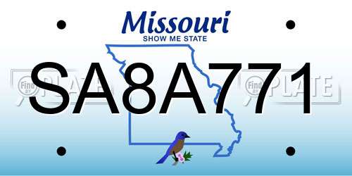 SA8A771 Missouri License Plate