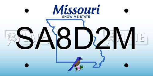 SA8D2M Missouri License Plate