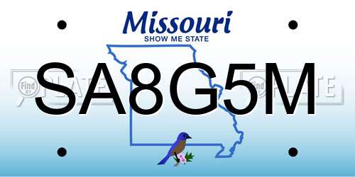 SA8G5M Missouri License Plate