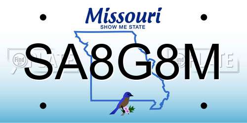 SA8G8M Missouri License Plate