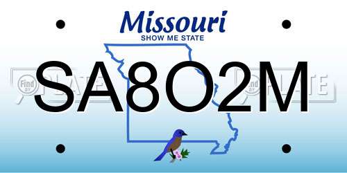 SA8O2M Missouri License Plate