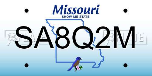 SA8Q2M Missouri License Plate