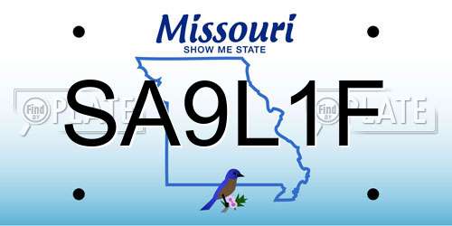 SA9L1F Missouri License Plate