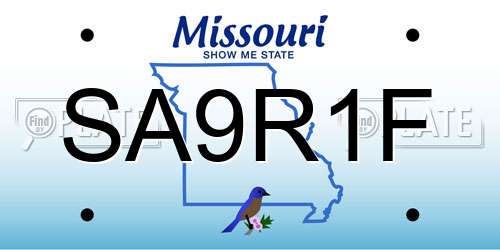 SA9R1F Missouri License Plate