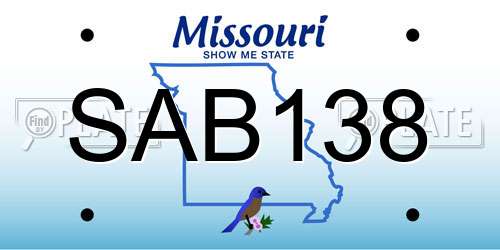 SAB138 Missouri License Plate