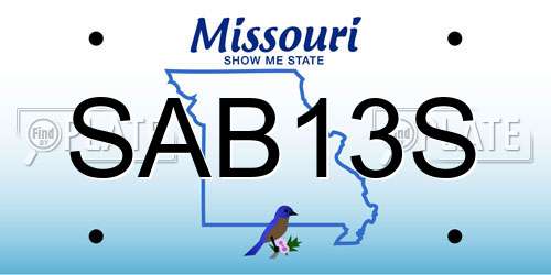 SAB13S Missouri License Plate