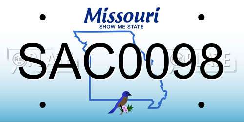 SAC0098 Missouri License Plate