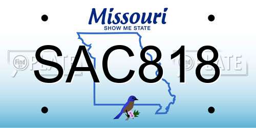SAC818 Missouri License Plate