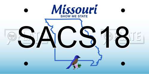 SACS18 Missouri License Plate