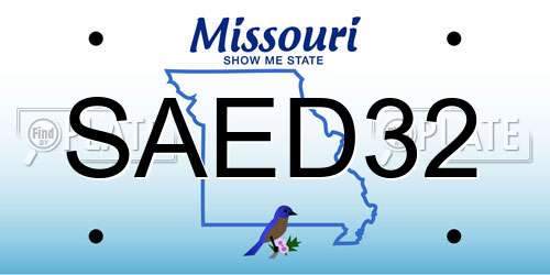 SAED32 Missouri License Plate