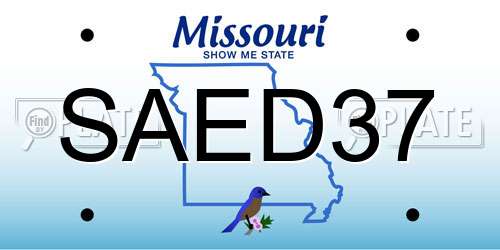 SAED37 Missouri License Plate