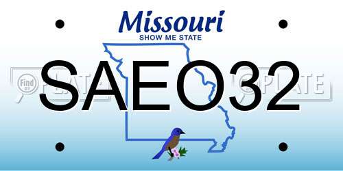 SAEO32 Missouri License Plate