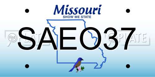SAEO37 Missouri License Plate