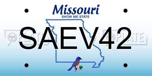 SAEV42 Missouri License Plate