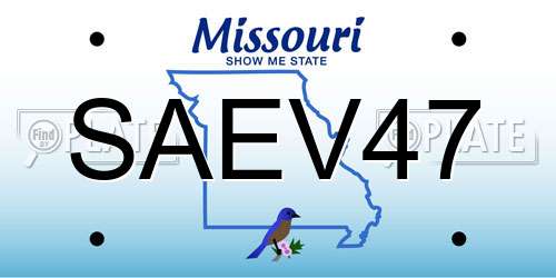 SAEV47 Missouri License Plate