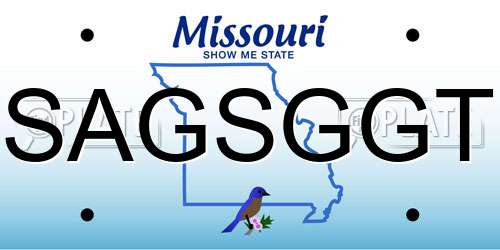 SAGSGGT Missouri License Plate