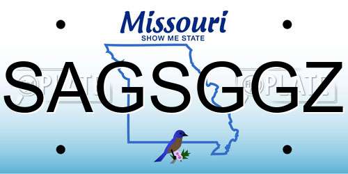 SAGSGGZ Missouri License Plate