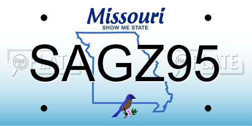SAGZ95 Missouri License Plate