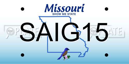 SAIG15 Missouri License Plate