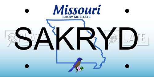 SAKRYD Missouri License Plate