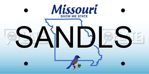 SANDLS Missouri License Plate