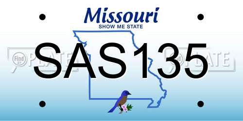 SAS135 Missouri License Plate