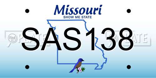 SAS138 Missouri License Plate