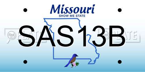 SAS13B Missouri License Plate