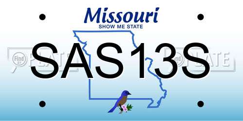 SAS13S Missouri License Plate