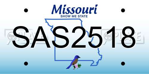 SAS2518 Missouri License Plate