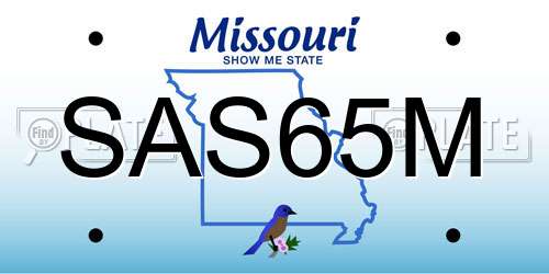 SAS65M Missouri License Plate