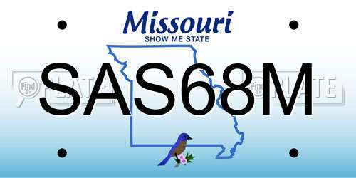 SAS68M Missouri License Plate