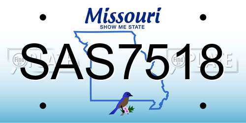 SAS7518 Missouri License Plate