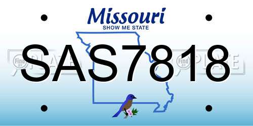 SAS7818 Missouri License Plate